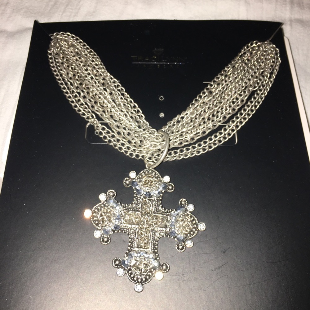 Traci Lynn jeweled cross necklace